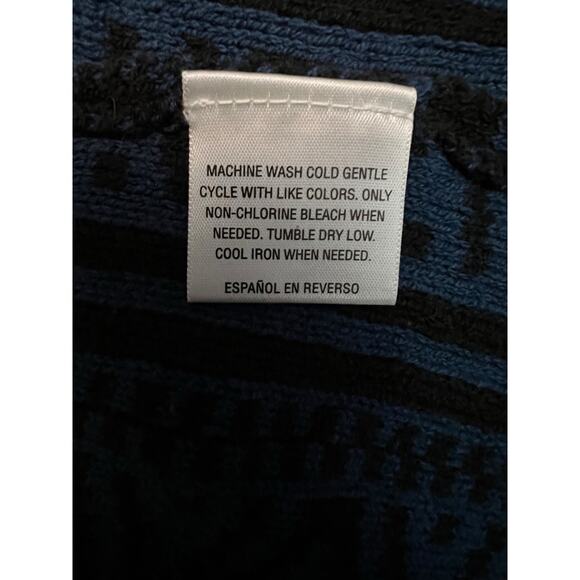 Style & Co Open Front Cardigan XL – Navy Blue Aztec Pattern Knit Fringe Sweater - Picture 4 of 8